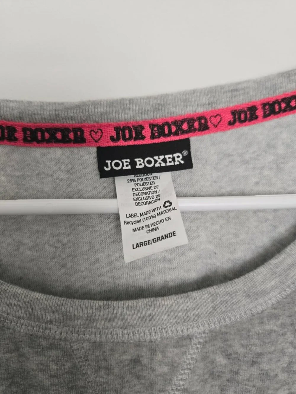 Joe Boxer Gray Long Sleeve Pullover Sweatshirt with Kangaroo Pocket - Picture 3 of 4